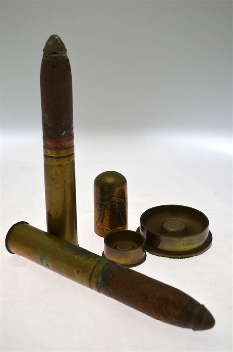 Two Ww1 2 Pdr Artillery Shells 1916 Tow Two Brass Shell