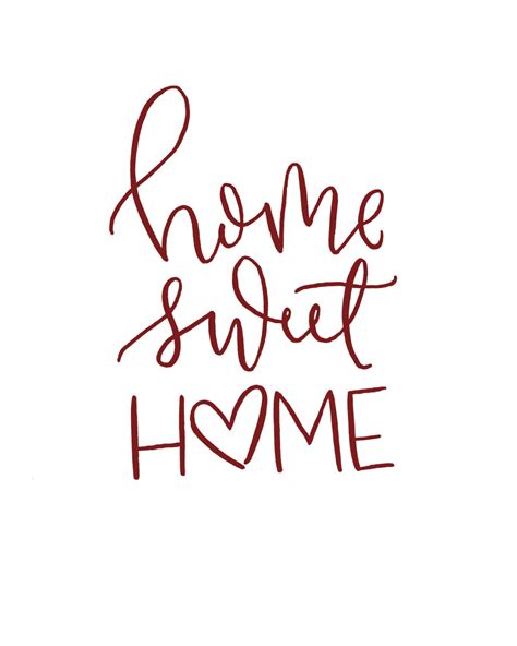 Home Sweet Home Brush Script Quote Digital Print Etsy