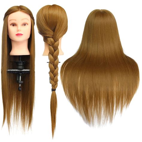 26 Light Brown 30 Human Hair Training Mannequin Head Model Hairdressing Makeup Practice With