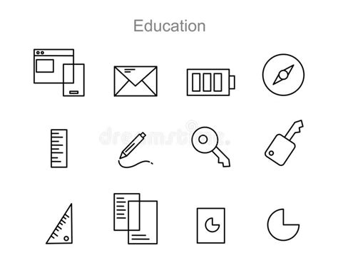 Education Icon Set Bundle With Line Style Vector Stock Vector