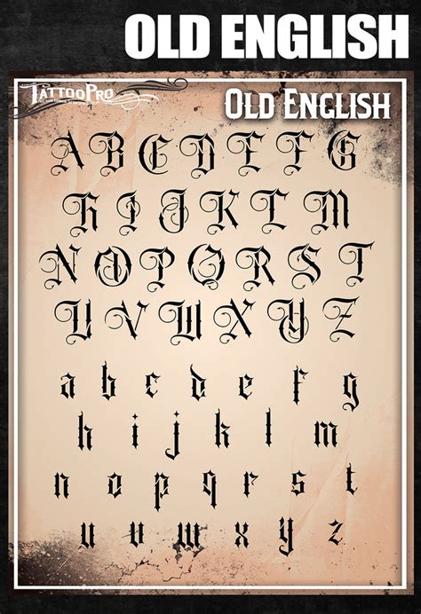 Old English Font Tattoo Pro Stencils