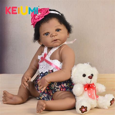 Fashion 23 Baby Reborn Girl Dolls Full Body Vinyl Black Ethnic Doll