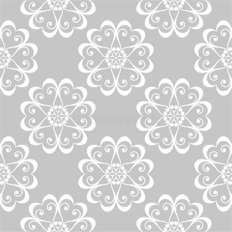 White Floral Seamless Design On Gray Background Stock Vector