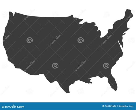 Silhouette Map Of United States Of America Vector Illustration Stock