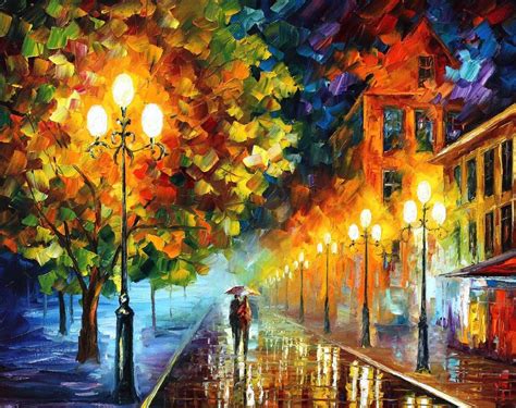 Romantic Night Palette Knife Oil Painting On Canvas By Leonid Afremov