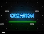 Creation neon sign - Glowing Neon Sign on brickwall wall - 3D rendered ...
