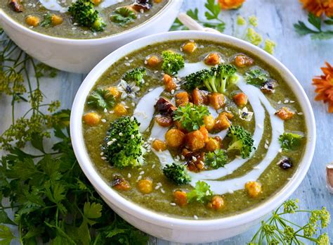 Creamy Broccoli Spinach And Chickpea Soup Rainbow In My Kitchen