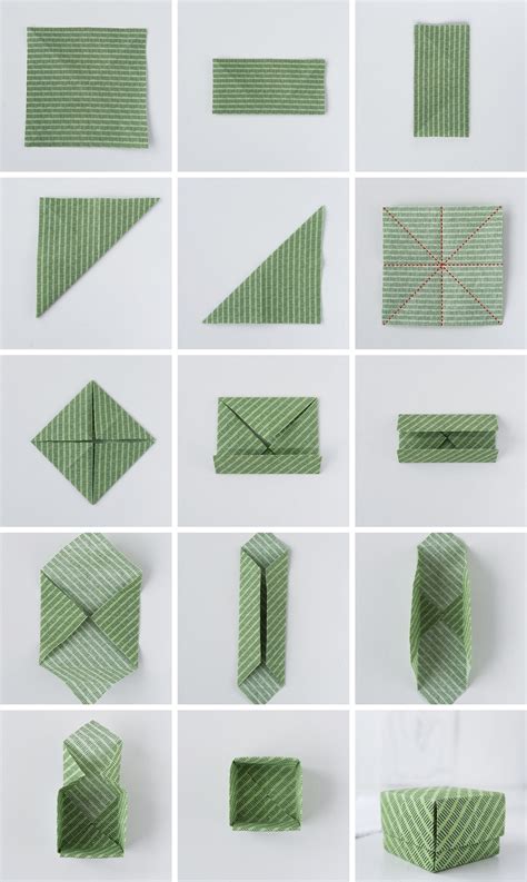 In 3 schritten eine einfache geschenkbox mit deckel falten! Origami aus Stoffresten + Anleitung für einfache ...