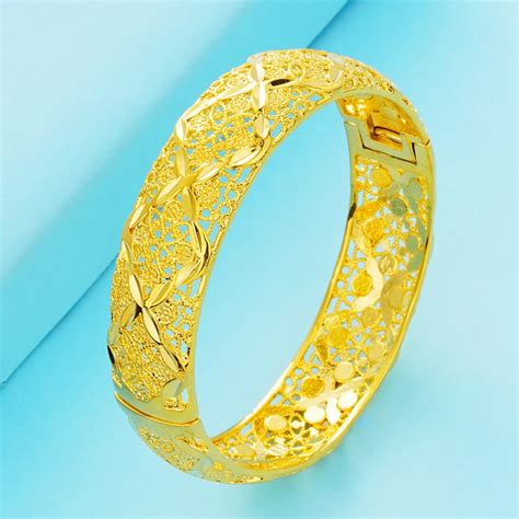 Beautiful Womens Bangle Yellow Gold Filled Classic Fashion Openable