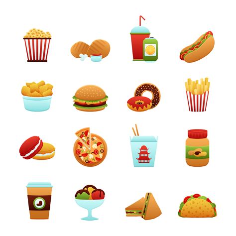 Fast Food Icon Set 428400 Vector Art At Vecteezy