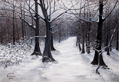 Forest Path In Winter Painting By Judy Kirouac Fine Art America