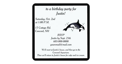 birthday party invitation with orca whale zazzle