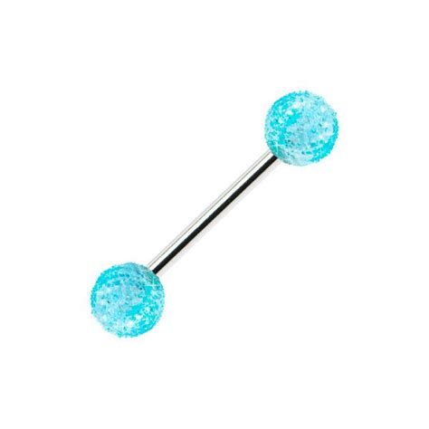 light blue ultra glitter barbell tongue ring body candy body jewelry liked on polyvore