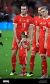 Wales' Gareth Bale with daughter Alba Violet Bale as the players line ...