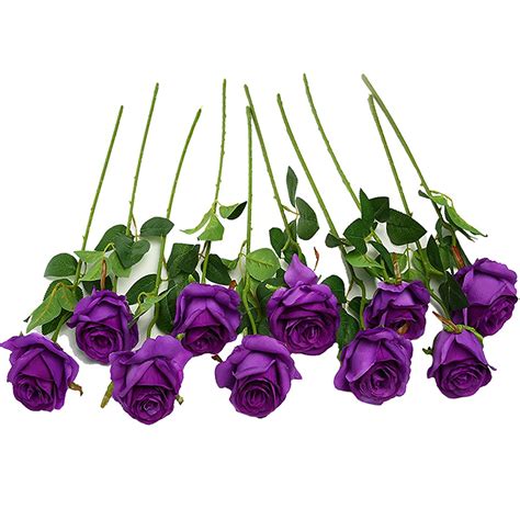 Justoyou 10pcs Artificial Rose Silk Flower Blossom Bridal Bouquet For