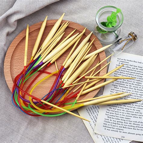 18pcs Bamboo Circular Knitting Needles Length 80cm And Size 2 10mm Double