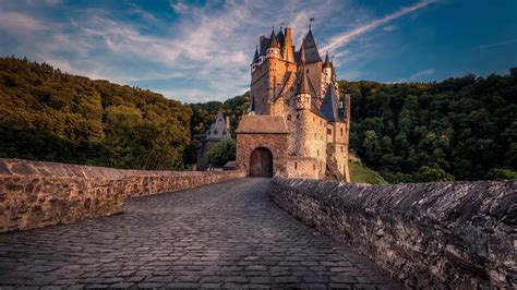 Download Wallpaper Forest Sunset Castle Germany Burg Eltz Section