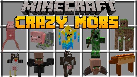 Minecraft Crazy Mobs Mod Insane Villager Mod Weird Things Mod Youtube
