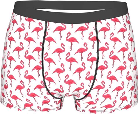 Pink Flamingo Pattern Mens Underwear Sexy Boxer Shorts Loose Fit Boxer