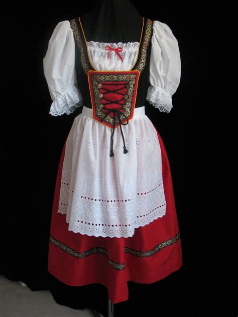 new red bavarian german oktoberfest dirndl dress gown costume etsy in 2020 oktoberfest
