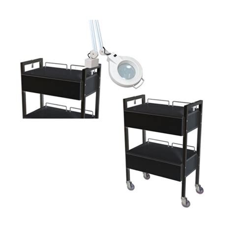 Kshe Beauty Trolleys And Manicure Stools Black 2 Drawer Beauty Trolley