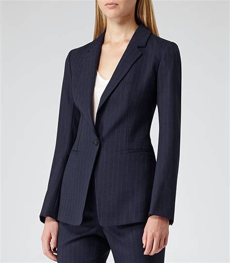 Samuel Navy Pinstripe Tailored Blazer Reiss Pinstripe Suit Women