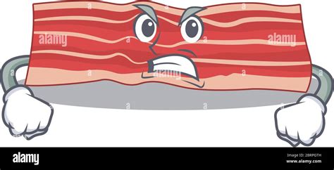 A Cartoon Picture Of Bacon Showing An Angry Face Stock Vector Image