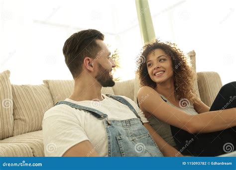 Happy Couple Dreaming In A New Apartment Stock Photo Image Of Moving