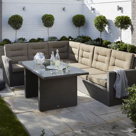 Black rattan garden furniture b&q diy. Kington Rattan Effect 7 Seater Dining Set | Departments ...