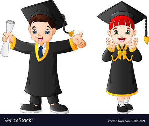 Cartoon Happy Kid In Graduation Costume Royalty Free Vector