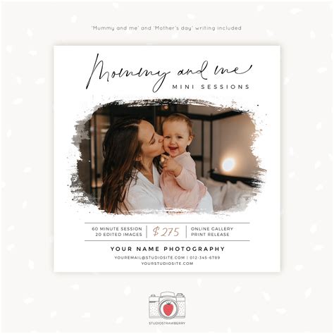 Mommy And Me Mini Session Template For Canva And Photoshop Strawberry Kit