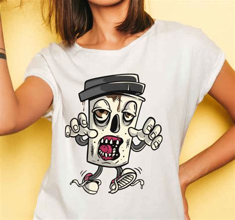 Kaffee Zombie Graffiti Charakter T Shirt Tenstickers