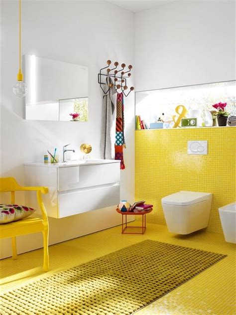 Rich yellow color is one of modern bathroom decorating ideas that bring sunny atmosphere into interior design. 25 Cheerful Yellow Bathroom Decor Ideas - Shelterness