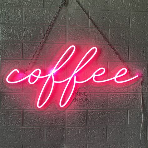 Coffee Shop Neon Sign Acrylic Flex Led Custom Pink Light Wall Etsy
