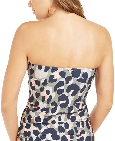 Dkny Printed Tie Front Strapless Tankini Top And Reviews Swimwear