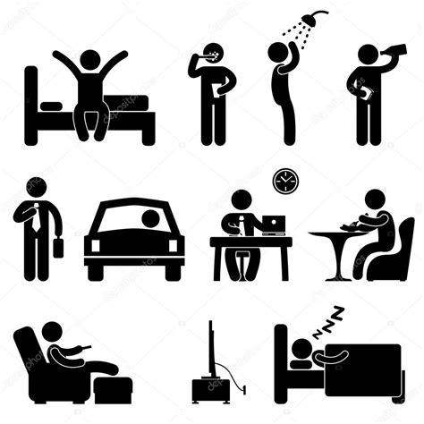 Man Daily Routine Icon Sign Symbol Pictogram Stock Vector By Leremy