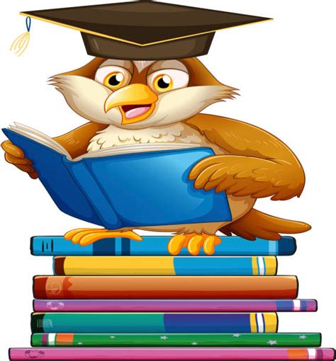 170 Clip Art Of Owl Reading Book Illustrations Royalty Free Vector