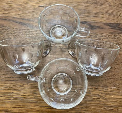 Hazel Atlas Tear Drop Cups Vintage Glass Cups Set Of Four Tea Or Punch