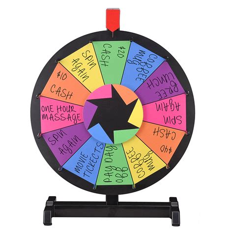 Do you have a question that you can't answer? 15" Tabletop Color Prize Wheel Spin Fortune Win Game ...