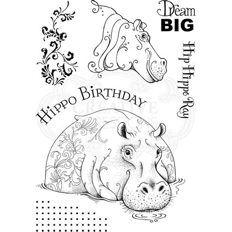 Pink Ink Designs A5 Clear Stamp Set Hip Hippo Ray