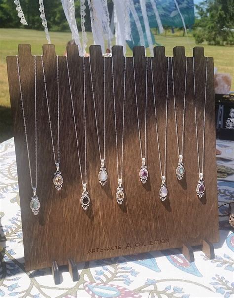 Necklace Display W Custom Logo 9 Necklaces Multi Notch Wooden Display