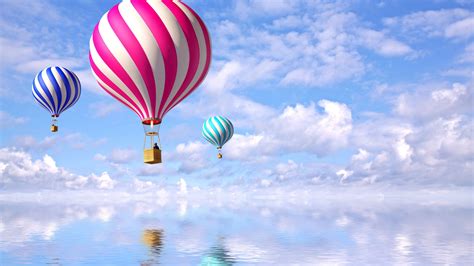 Wallpaper Hot Air Balloons Colorful Reflections Clouds