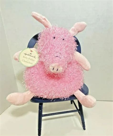 Rare Hallmark Roly Polies Pink Pig Beans Fuzzy Plush Fun Easter Play