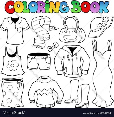 Coloring Book Clothes Theme 1 Royalty Free Vector Image