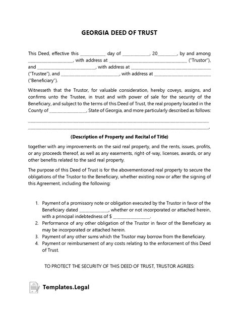 Georgia Deed Forms And Templates Free Word Pdf Odt