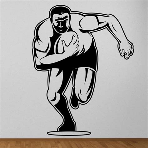 Rugby Player Wall Art Stickers Bedroom Cartoon In Square Rugby Wall