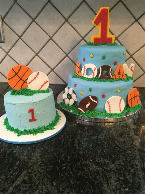 Check out our sea friends collection for all the cutest party supplies for your. First birthday boy sports cake with smash | Sports ...