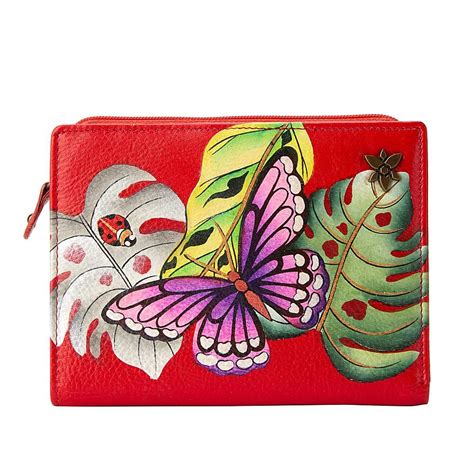 Anuschka Hand Painted Leather 2 Fold Wallet With Rfid Protection
