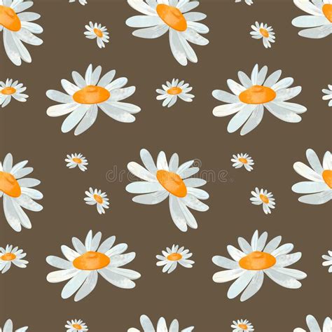 Cute Square Silent Pattern Daisy Flower Textural Digital Art On A