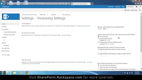 Setting Up Versioning In A List Or Library In Sharepoint 2013 Tutorial